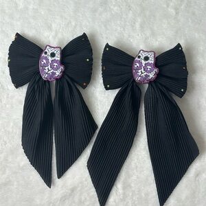 Black and Purple Owl Hair Bows
